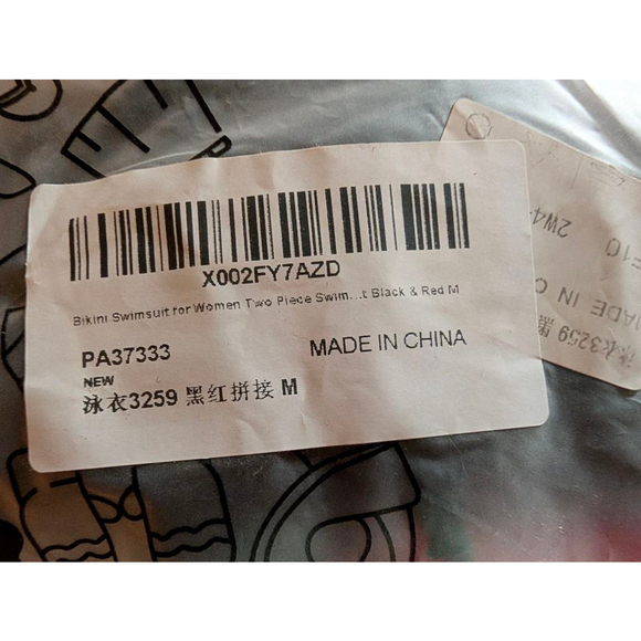 ,Women's Sporty Halter Top Boy Shorts Bikini Swimsuit, M, Black & Red - Picture 4 of 5